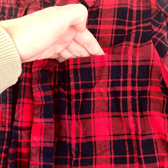 JCrew Factory Boy Fit Navy & Red Plaid Button Down - Picture 4 of 5